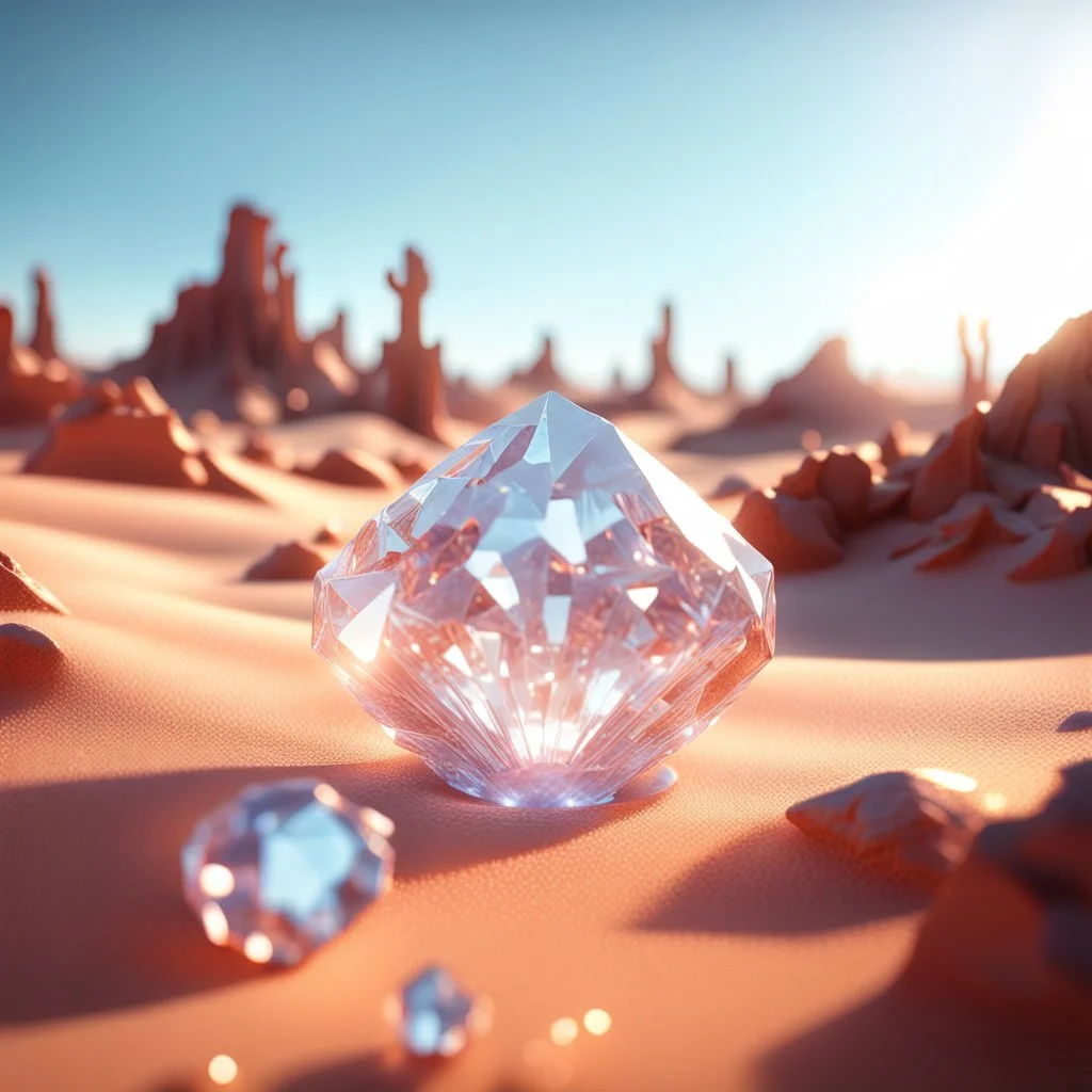 Glittering, 3d, crystal-like, surreal objects in a bright environment, desert, masterpiece, good quality, intricate details, high quality, best quality, 8k, in focus, sharp focus, DVD Screengrab, fantasy, sci-fi, cinematic, photorealism, octane render, frostbite, 8k, cinematic, unreal engine, bokeh, vray, houdini render, quixel megascans, arnold render, 8k uhd, raytracing, cgi, lumen reflections, cgsociety, ultra realistic, cinema4d, studio quality, highly detailed