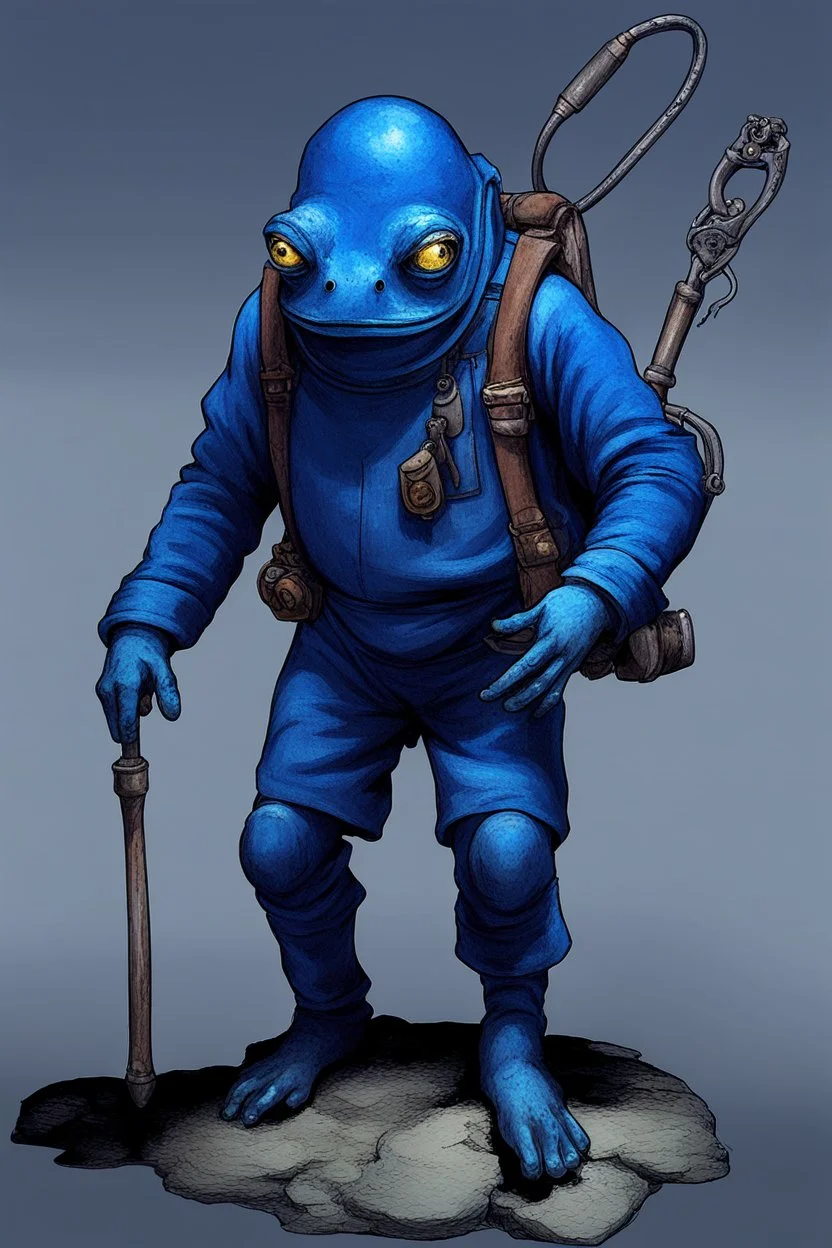 blue frogman miner humanoid medival