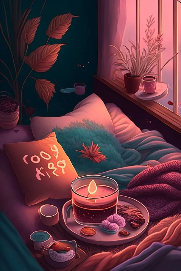 cozy vibes art tea