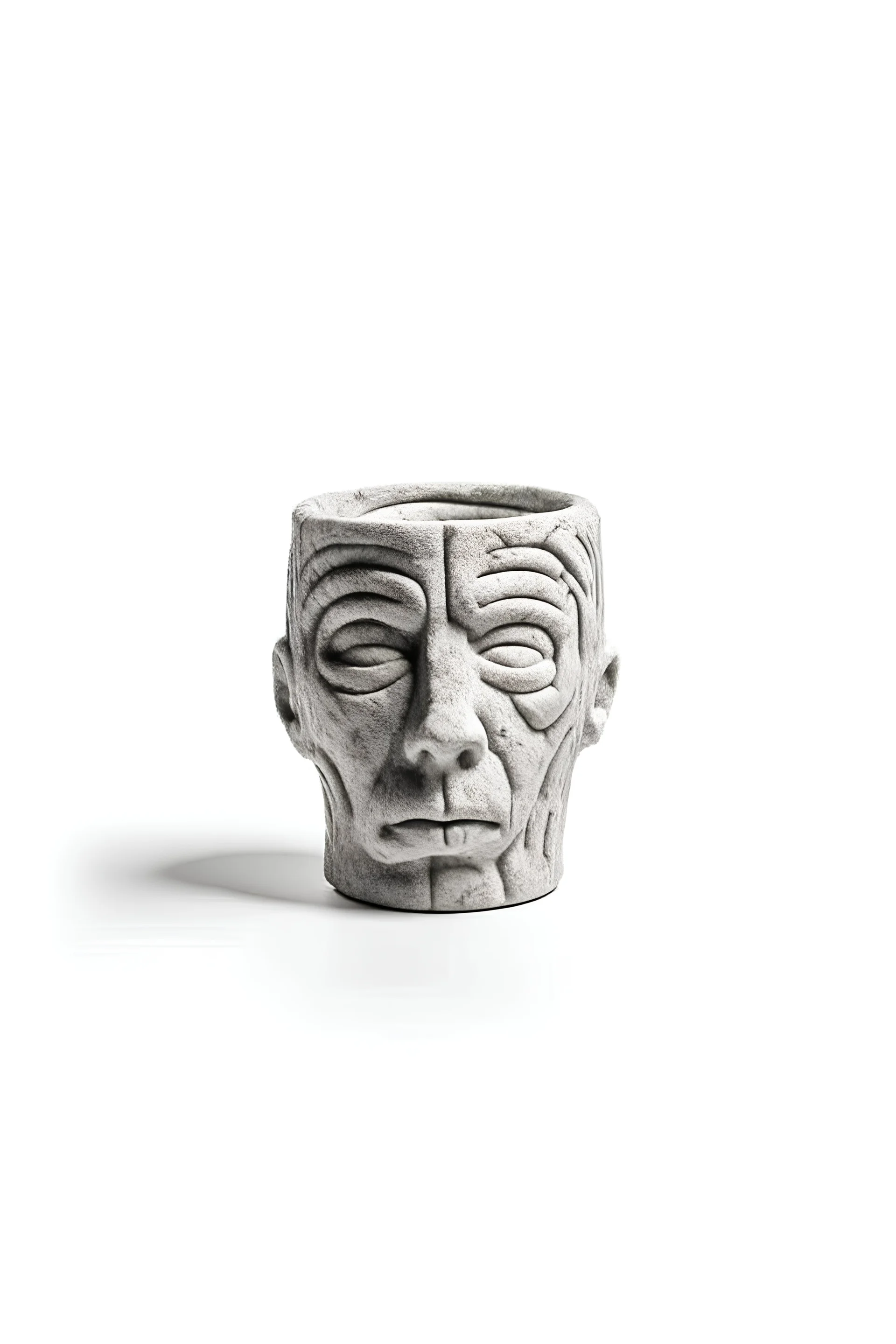 spirits in the shape of a head in concrete with animation on a white background