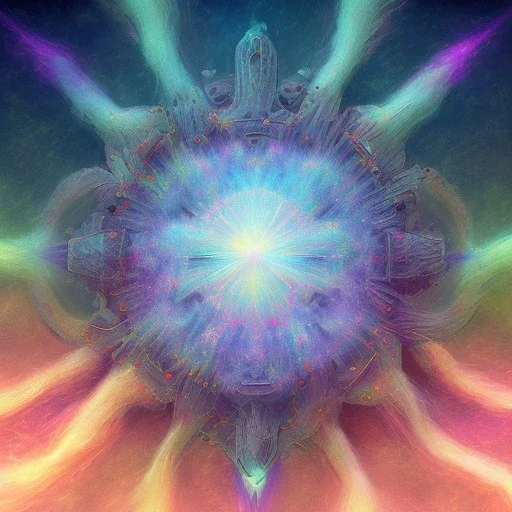 exploding star in soft pastel colors, intricate,