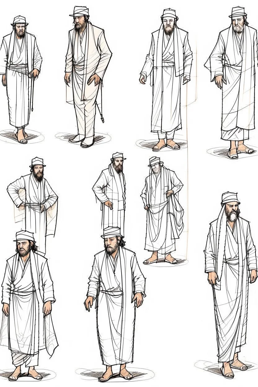 Sketches drawing the figure of an Arab man