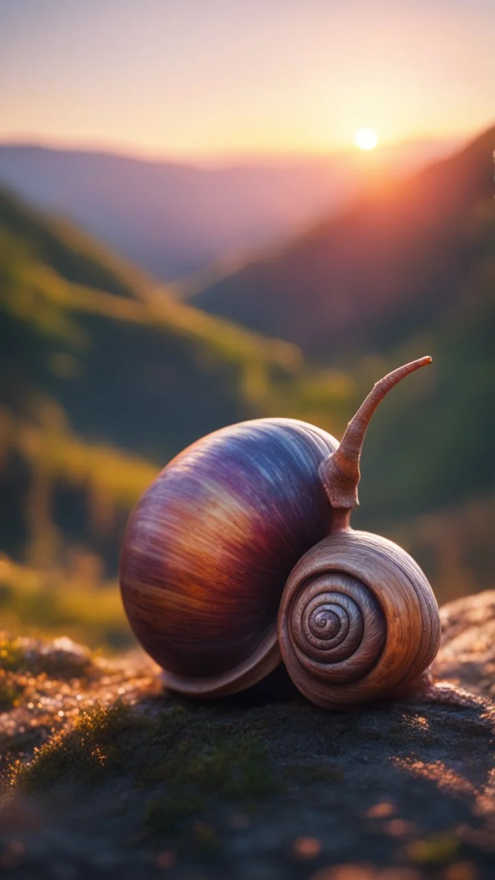 spray paint, body with dark outline, portrait of bald snail psychedelic sunset in carpathians montains sun set ,bokeh like f/0.8, tilt-shift lens 8k, high detail, smooth render, down-light, unreal engine, prize winning