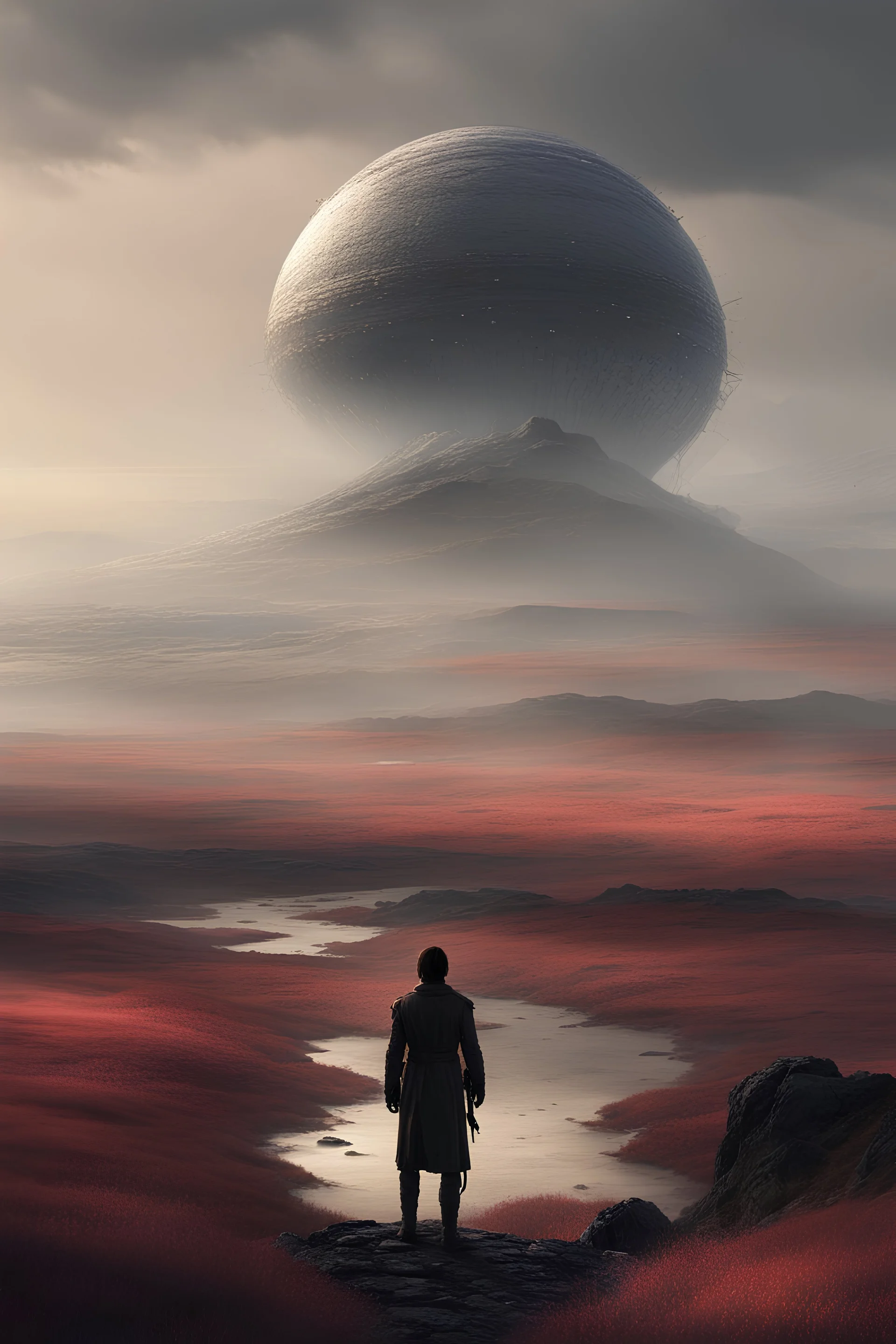 [scifi, a man] Who was I? Where was I?… The landscape was totally unknown to me, even my body was unfamiliar. What forces brought me here? I searched my mind for memories… There was something there, but it was too clouded… A name… I scanned the horizon. A distant structure rose out of the mists. As evening approached I came upon an enigmatic oasis with a fountain.