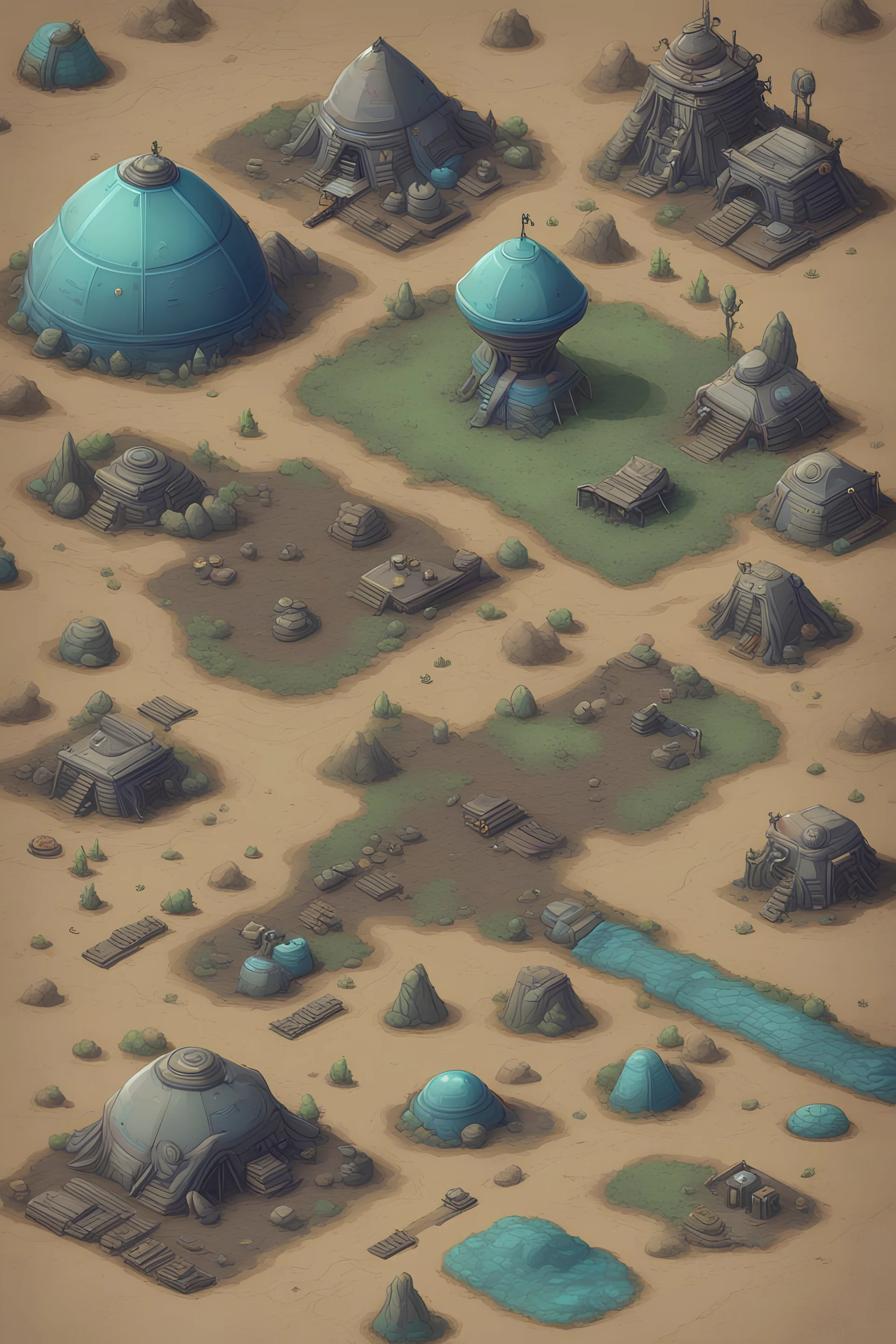 Tilemap of a alien camp for asset video game