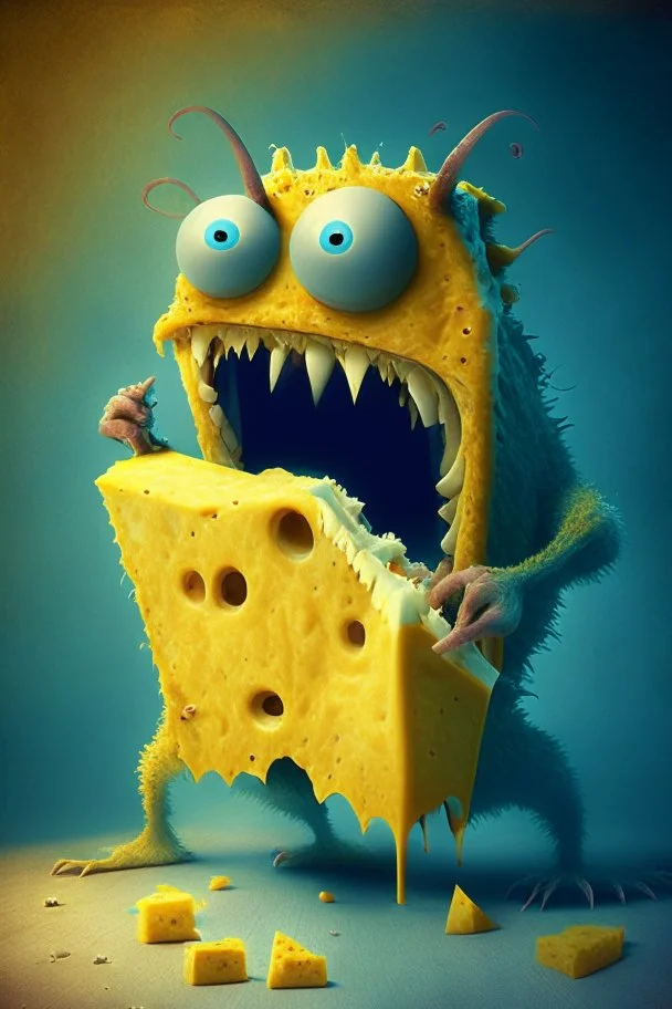 monster eating cheese