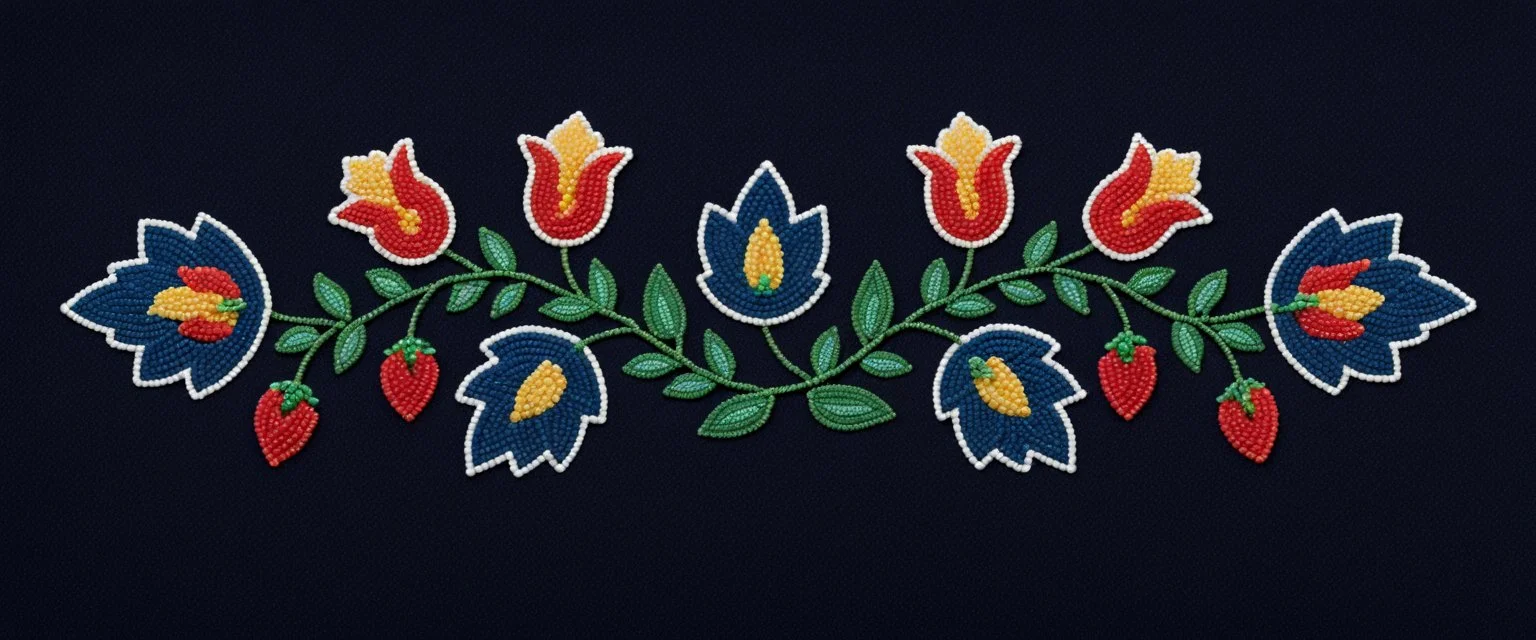 beaded flowers and leaves