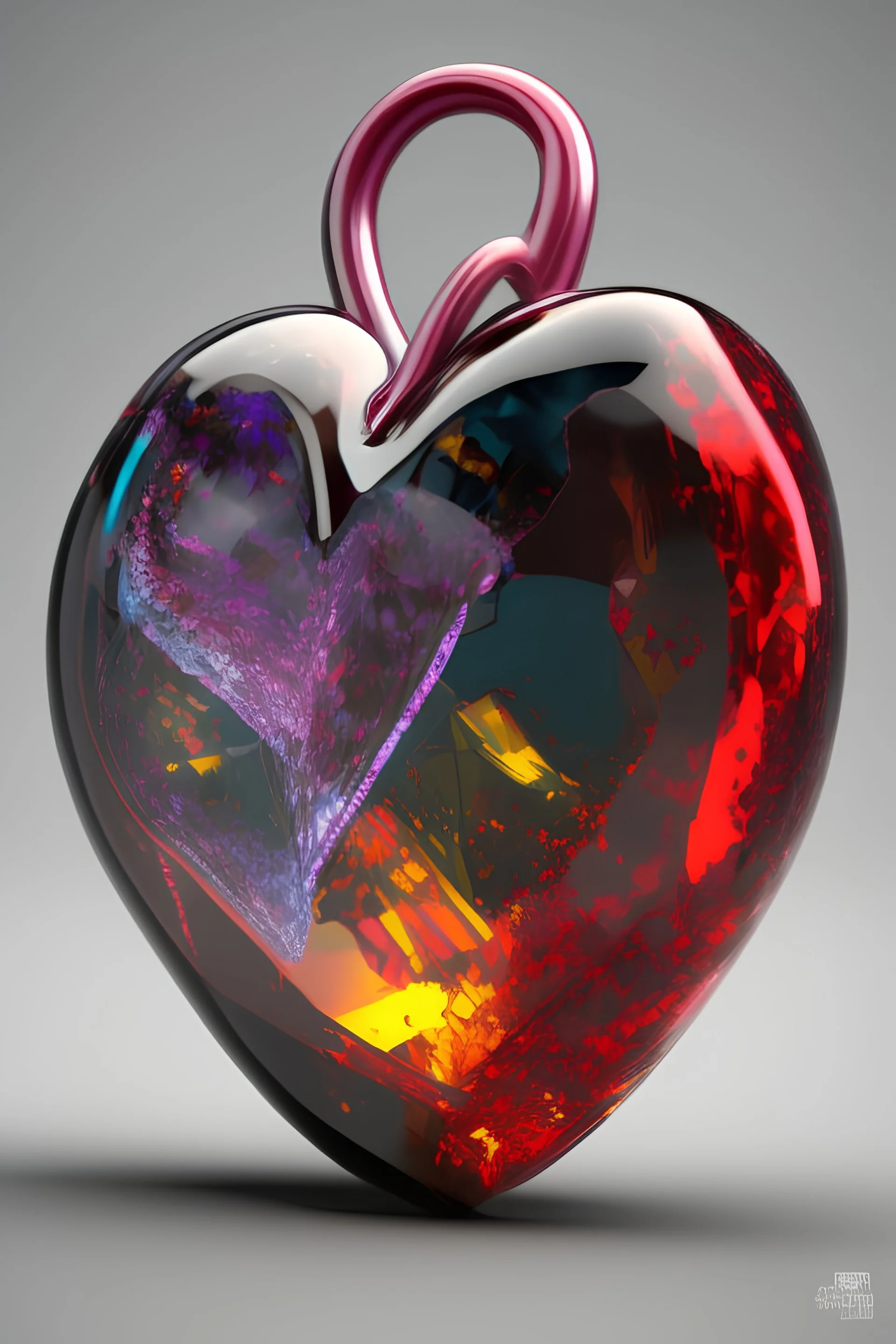 Realistic heart made of glass