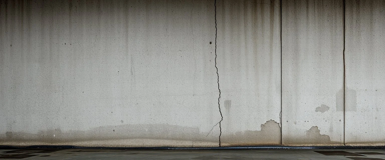 background of wall(wet textured concrete, gray, old, cracked, stained) from underground parking, hong kong style