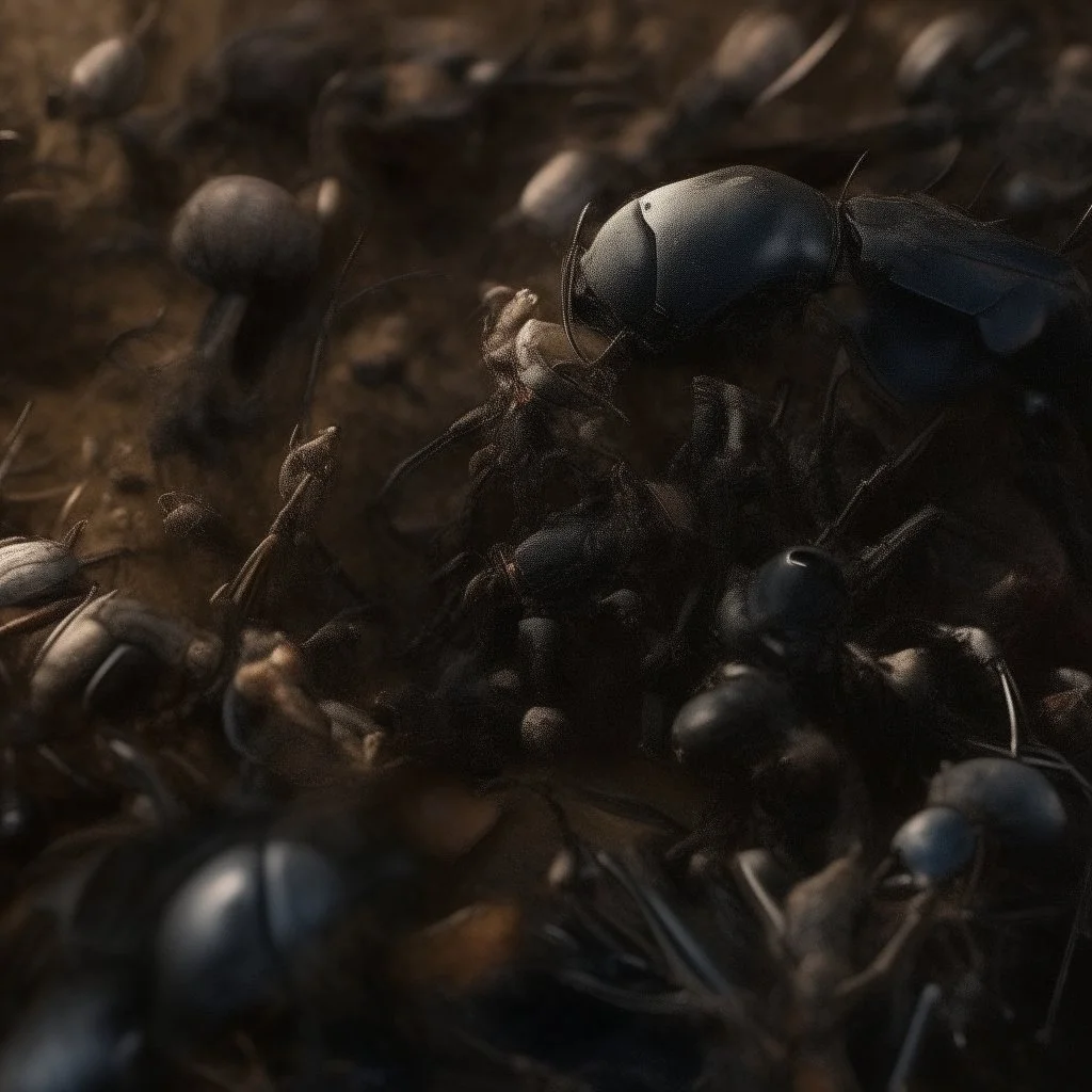 horror, infested, swarm, mechanical, robot, insects, bugs, cockroaches, flies, spiders, ticks, parasites screaming person, pain, decay