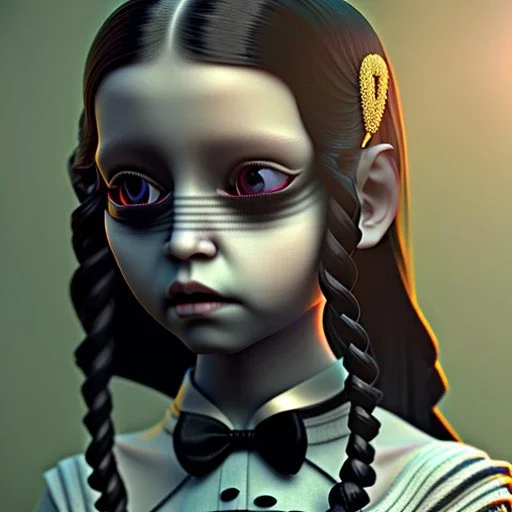 Full body, 3d render,Jenna Ortega, Wednesday addams 1800's women style, 1800's hair style, 1800's women clothes style, hyper realistic, octane render, unreal engine 5, 8k, palace background, uhd