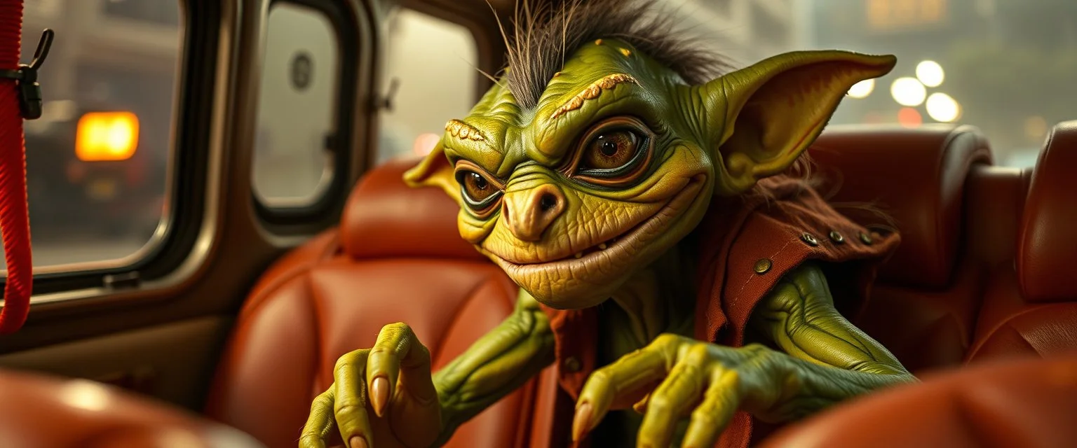 goblin gremlin inside a stunt buss