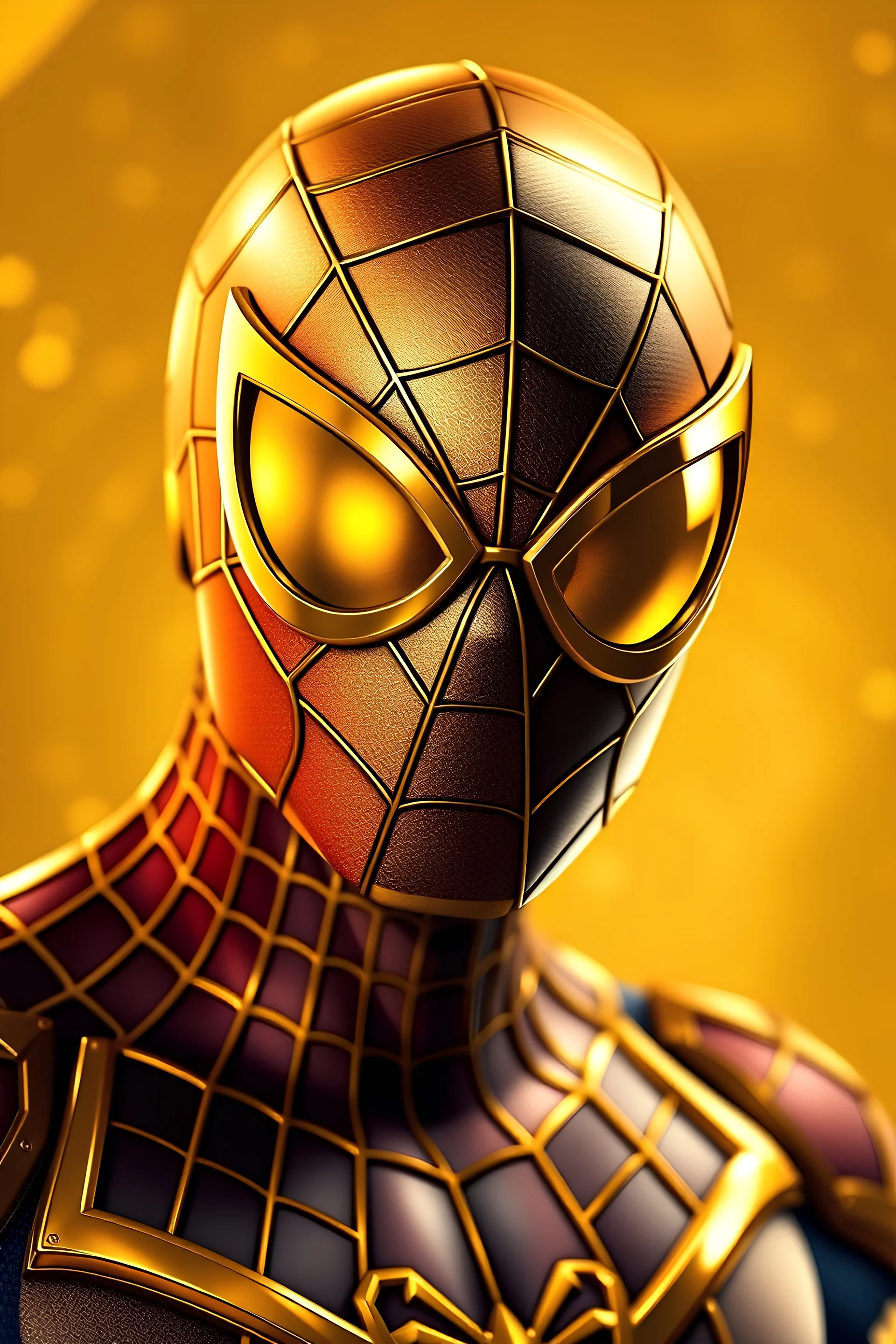 Gold Spiderman wearing Gold Sunglasses. With Gold details and a Gold background.