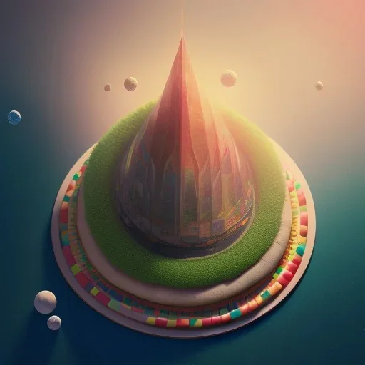 100mm photo of isometric floating island in the sky, surreal pizza with pizza, intricate, high detail, behance, microworlds smooth, macro sharp focus, centered