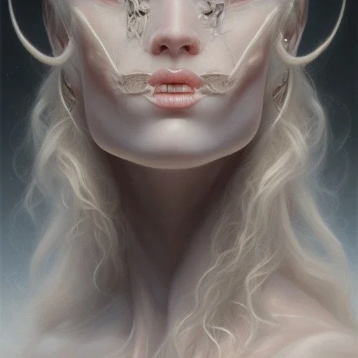 aasen blonde statuesque woman, narrow nose icelandic, albino michaela coel big lips by gerald brom luis royo