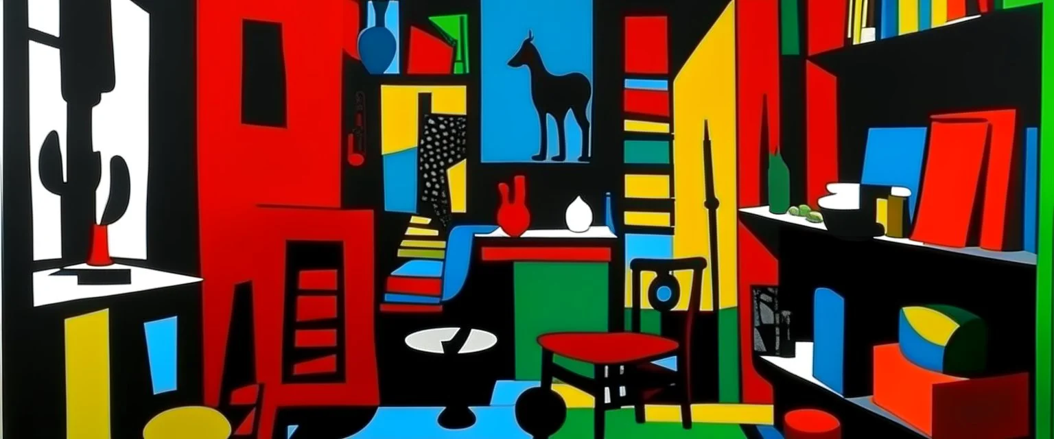 A tricky room with dark magic painted by Stuart Davis