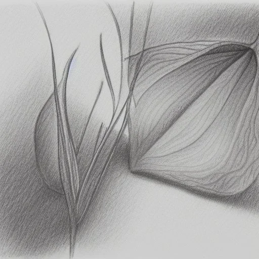 Sketch of pleasure and relaxation derived using elements like, weed leaves, soft textures, hazy, and gentle curves to evoke a sense of tranquillity and bliss. Pencil