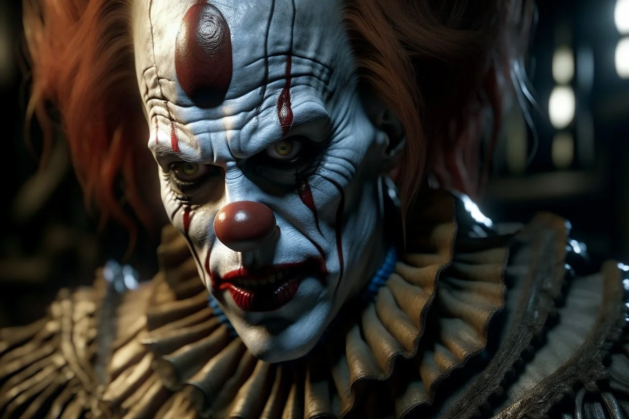 Imagine/ pennywise, accurate, ultra realism, intricate detail, photo realism, portrait, upscale maximum, 8k resolution,,Hyper-detailed ,8k, by xanuth