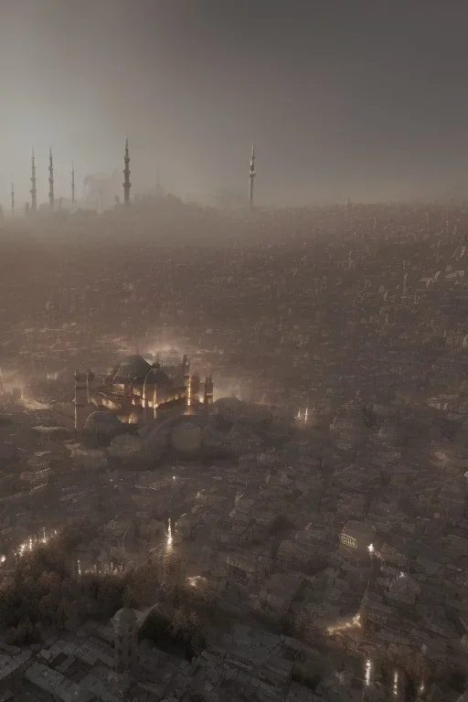 Istanbul, alien invasion, apocalypse, bokeh, hyper realistic