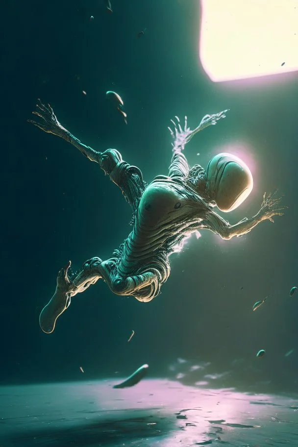 Falling alien , HD, octane render, 8k resolution