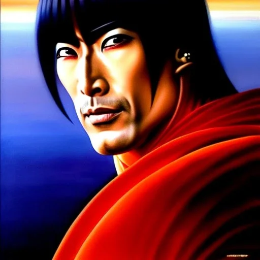 portrait of 'Genma Himuro-Ninja Scroll',painting by Earl Norem, simon Bisley, evan lee, 86-86, oil on canvas, cinematic composition, extreme detail,fit full head inside picture,8k