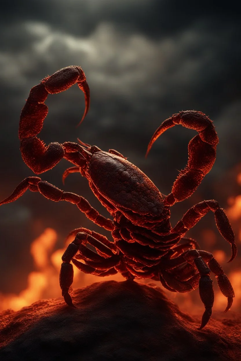 A Hyper-Realistic ,Demonic scorpion in hell , molten lava,4 hyperrealism, intricate and ultra-realistic details, cinematic dramatic light, cinematic film,Otherworldly dramatic stormy sky a, Realistic Elements, Captured In Infinite Ultra-High-Definition Image Quality And Rendering, Hyperrealism, real world, in real life, realism, HD Quality, 8k resolution, , real photo