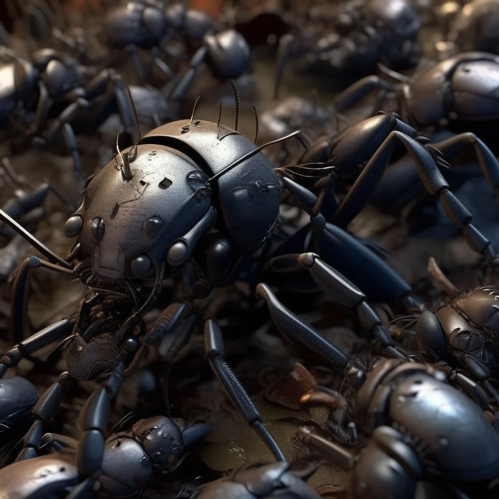 horror, infested, swarming mechanical insects, bugs, cockroaches, flies, spiders, ticks, parasites screaming person, pain, decay