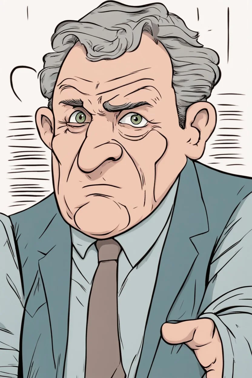 a cartoon middle-aged man with a look of disgst on his face