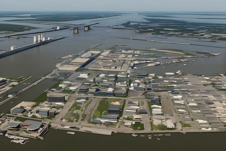 A new orleans style port city on a river delta
