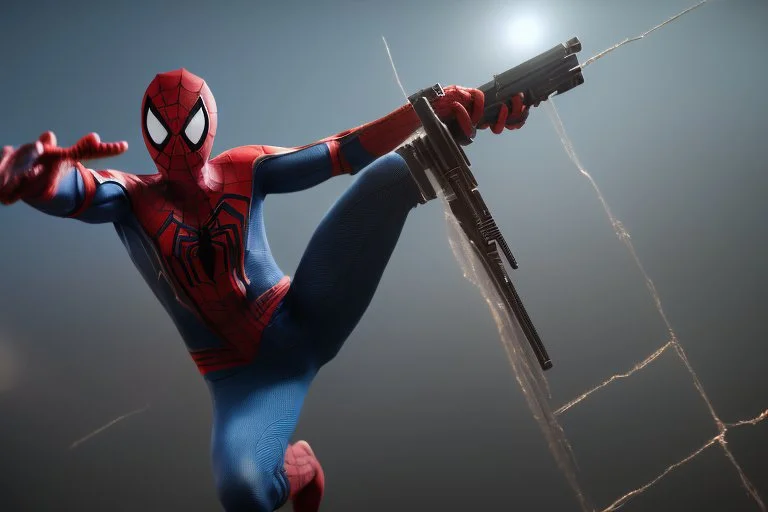 spiderman holding a gun