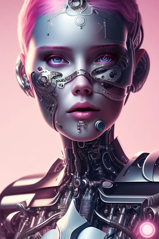 cyborg, pink hair, lena , perfekt eye, real, dream