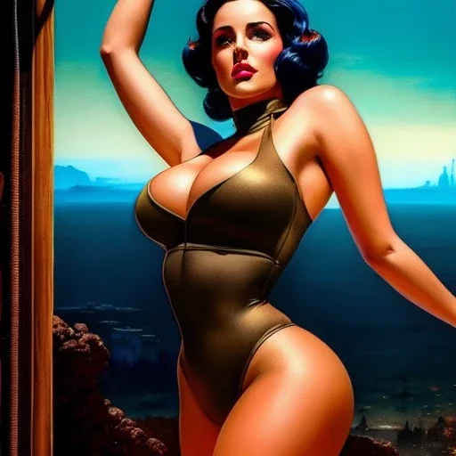 Drawing of beautiful face,'beautiful booty,Busty fit Sexy Vault Woman- Fallout 4 ',intense stare, ancient blue skintight suit, balanciaga fashion clothe painting by gaston bussiere, greg rutkowski, yoji shinkawa, yoshitaka amano, tsutomu nihei, donato giancola, tim hildebrandt,KyuYong Eom,Ren Wei Pan Oil on canvas, cinematic composition, extreme detail,fit full head inside picture,16k