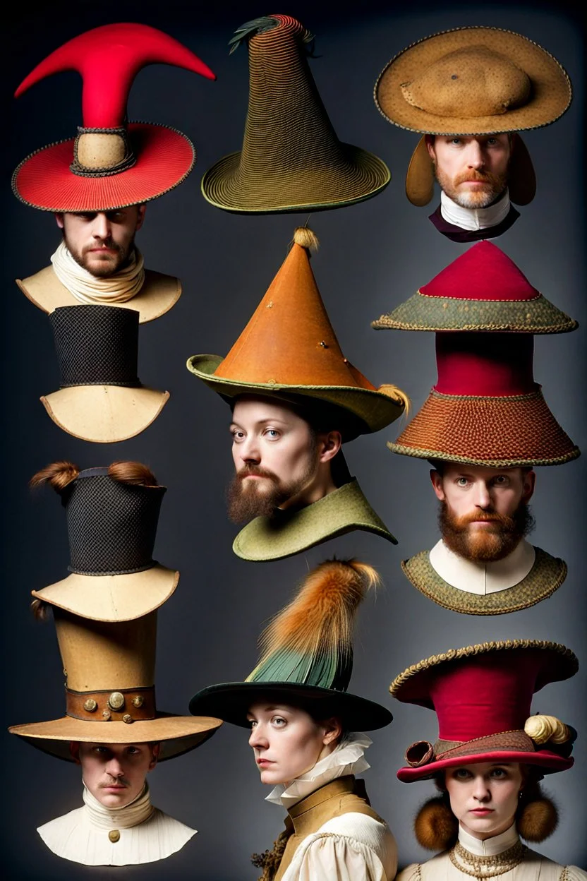 A variety of unusual hats from the 16th century