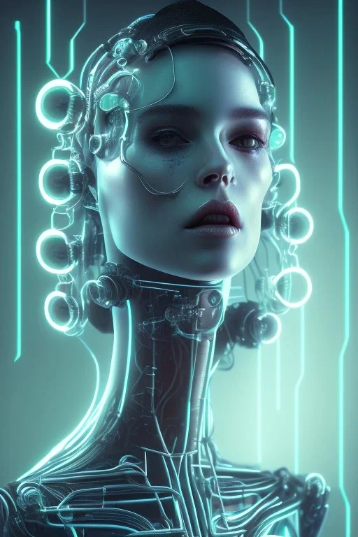 cyberpunk, glas head, women, portrai, open mouth, perfect skin, tron, cyborg , perfekt, real, dream, hr giger