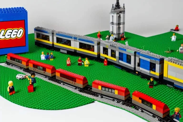 Lego Train pass in lego european city