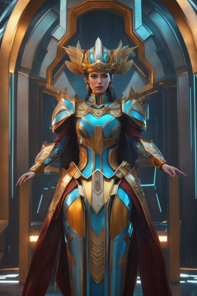 cyber robot woman ((masterpiece)), (beauty:1.3), iconic asp headpiece, UHD, 64K, hyperrealistic, vivid colors, , 8K resolution, throne room background with hieroglyphics, HDR depth, ultra detail, commanding regal aura, real photo