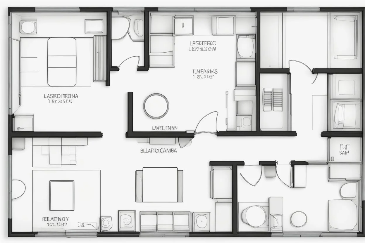 blueprint, small house floor plan, technical, illustration, videogame