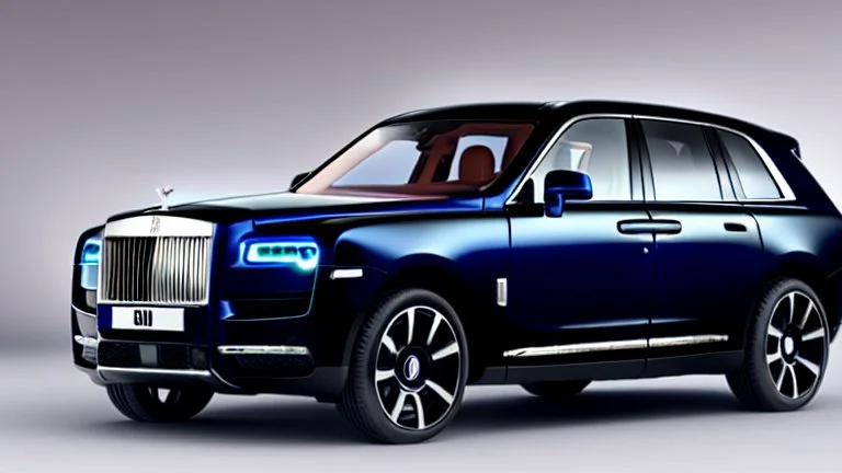 Black Luxury Rolls Royce Cullinan , Photorealistic, 4K, Ultra Detailed, Front Quarter View