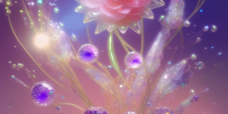 one big crystal subtle flower in a galactic ambiance with a beautiful fairy, transparent petals, delicate colors, in the foreground, full of details, smooth，soft light atmosphere, light effect，vaporwave colorful, concept art, smooth, extremely sharp detail, finely tuned detail, ultra high definition, 8 k, unreal engine 5, ultra sharp focus