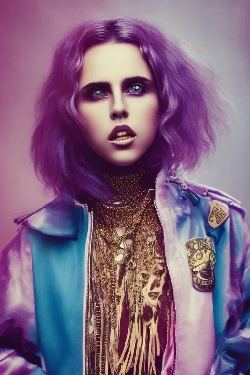 danish singer mø,purple tones, high light ,