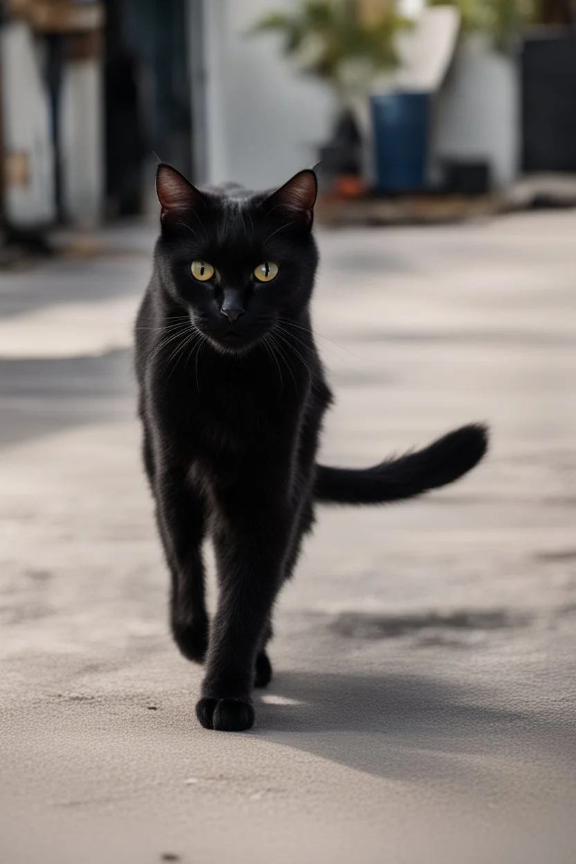 Schwarze Katze mit seiner gang aggresiv