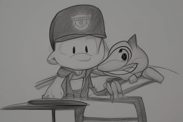 a toon character seating on film reel his hand with drawing paper and pencil and draw somthing