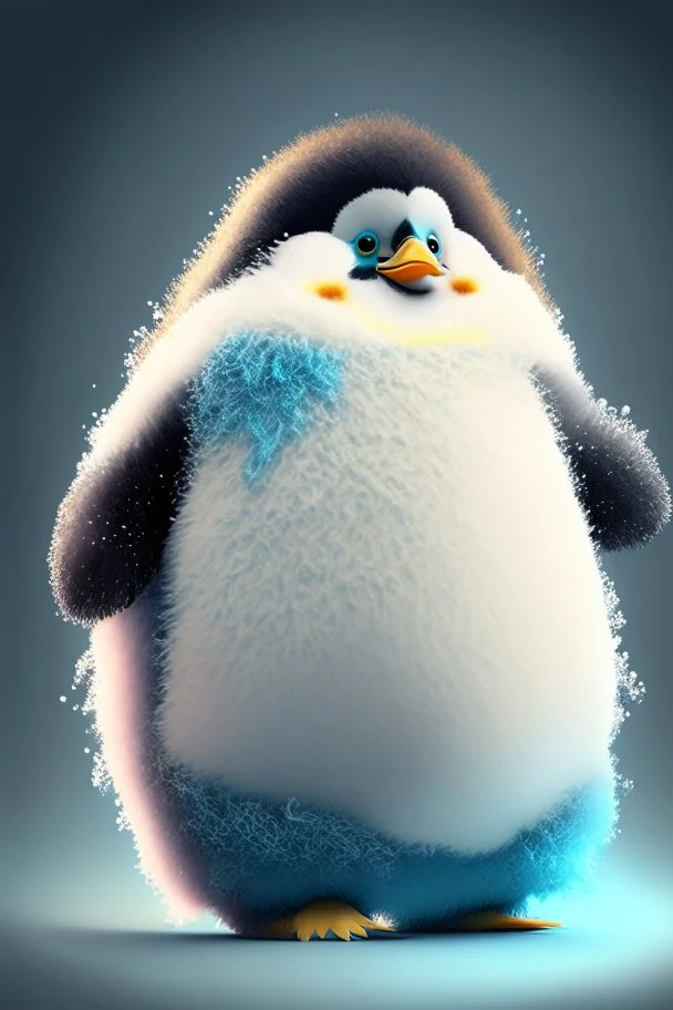 cheery penguin avatar full body in fluffy material