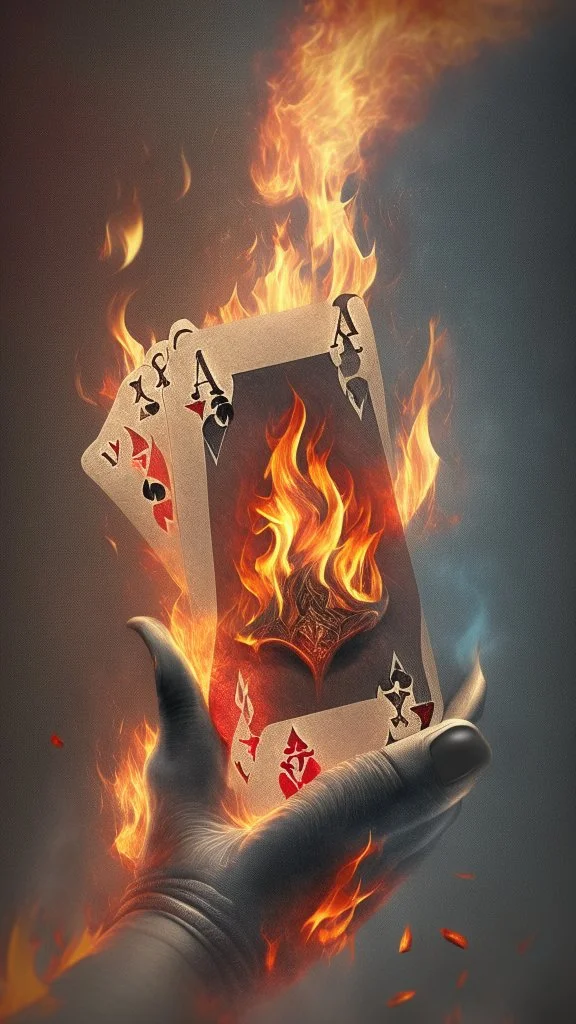 hand of flaming cards