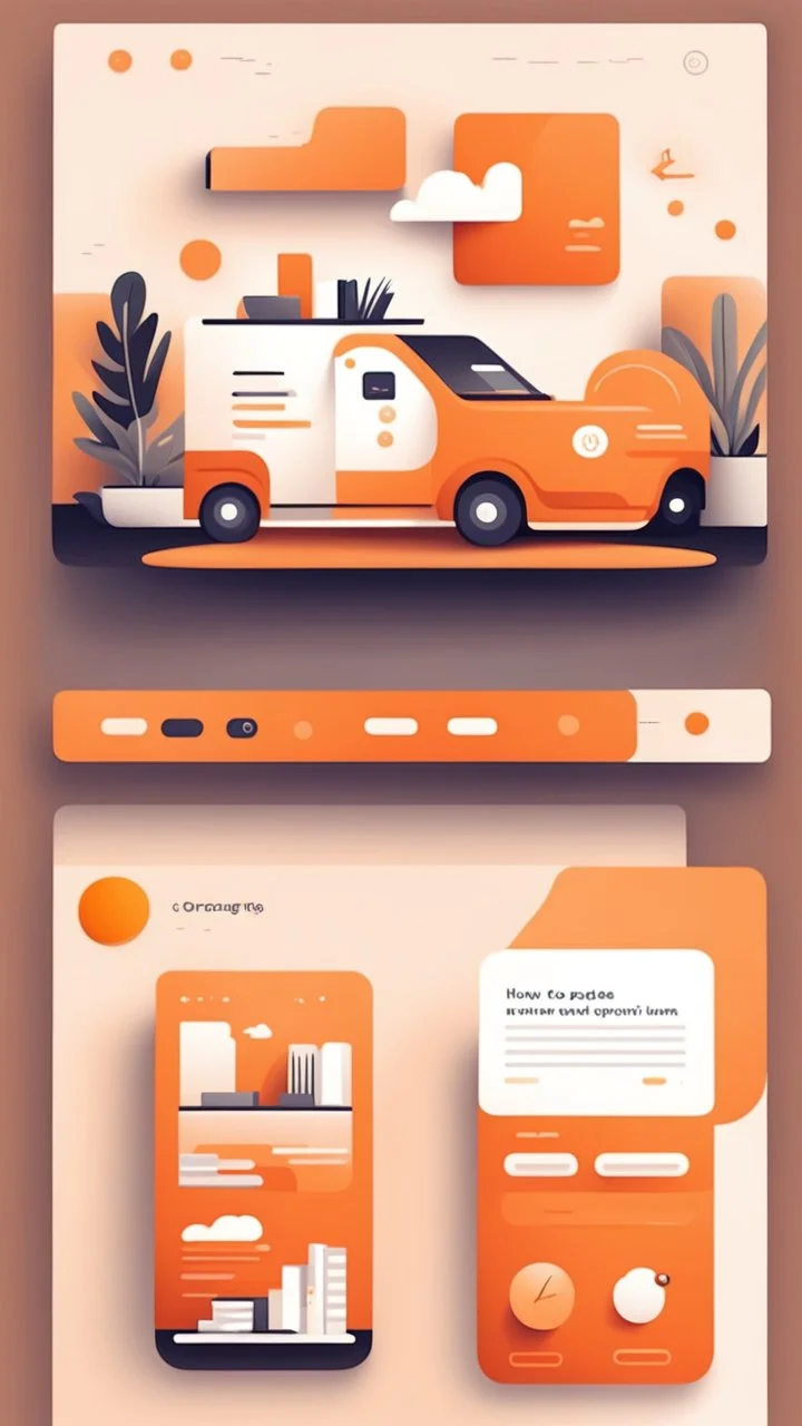 illustrations with a simple art style that show home page for spot use orange color and minimal