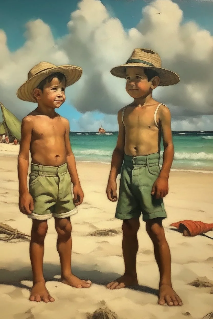 cuban little boys on the beach painting neoclassism