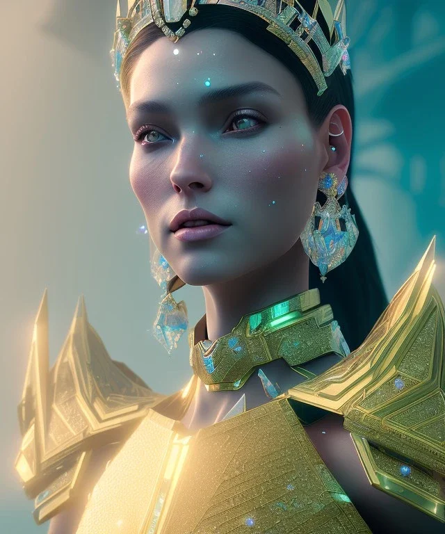 A portrait of a crystalised queen, atmospheric, realistic, unreal engine, cinematic lighting, octane render.