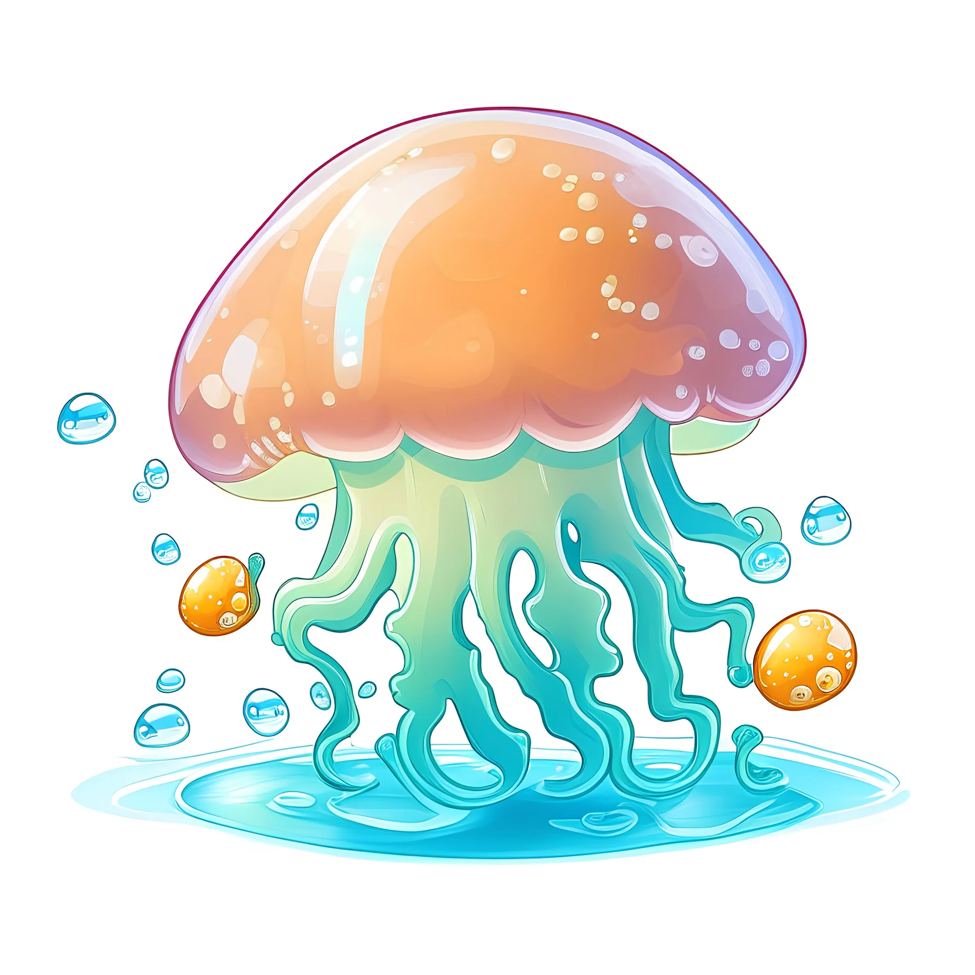 Cartoon illustration for children: sweet prehistoric jelly, white background