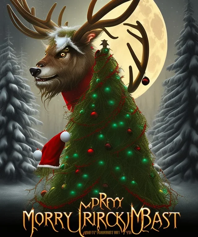 Creepy Christmas beast reindeer,horror , dark fantasy