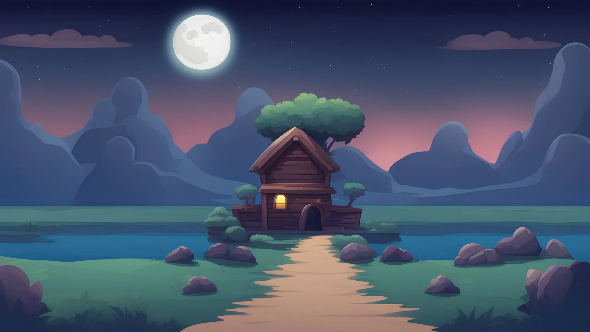 moonlight background for 2d platformer no front side only sky